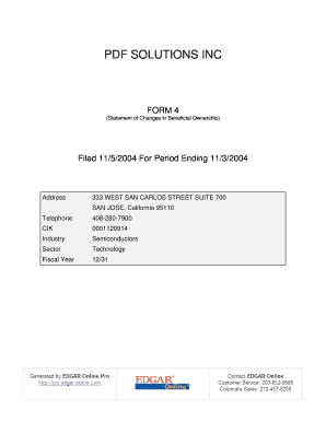 Form 4 Statement of Changes in Beneficial Ownership