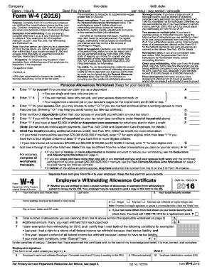 Company: Salary / Hourly hire date: Form W4 (2016) birth date: per: hour / pay period / annually Base Pay Amount: Purpose