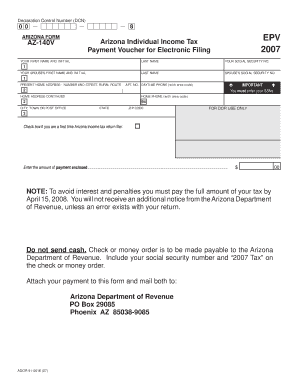 Arizona Individual Income Tax Payment Voucher