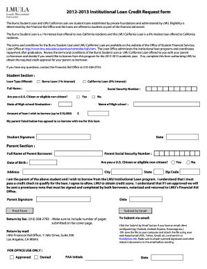LMU Institutional Loan Credit Request Form