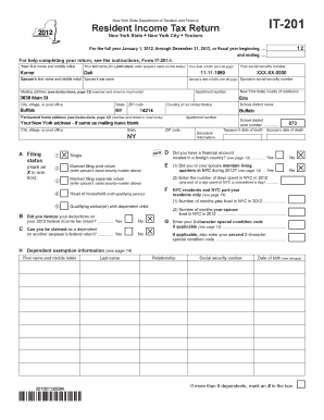 New York State Resident Income Tax Return IT-201