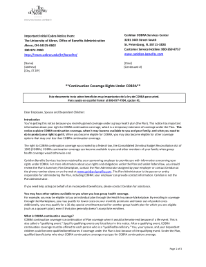 COBRA Continuation Coverage Notice
