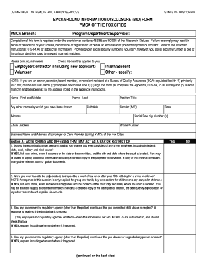 Wisconsin Background Information Disclosure Form