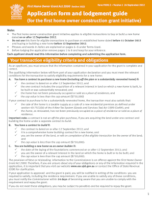 First Home Owner Grant Application Form