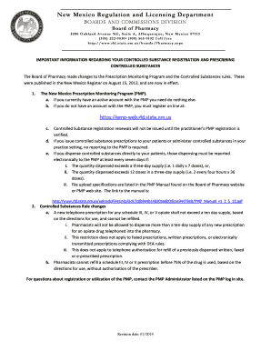 New Mexico Controlled Substance Registration Application