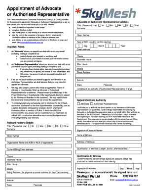 Appointment of Advocate or Authorised Representative