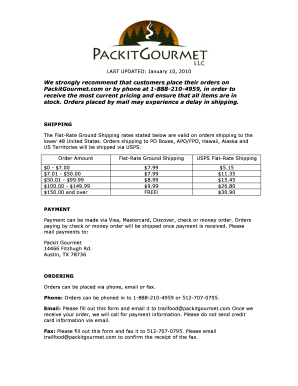 Packit Gourmet Order Form