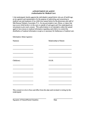 Medical Consent Form for Child Care