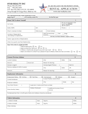 Rental Application Form