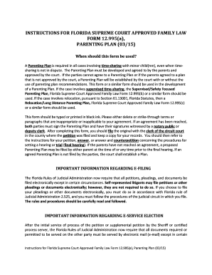 Florida Parenting Plan Form 12.995(a)
