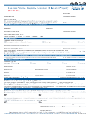Texas Business Personal Property Rendition Form