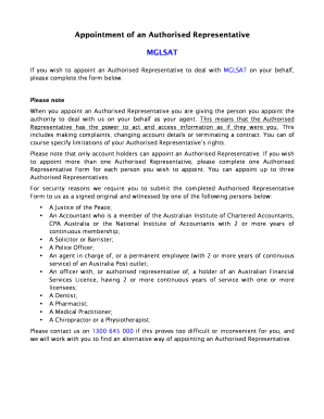 Appointment of Authorised Representative Form