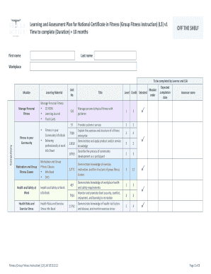 National Certificate in Fitness Learning Plan