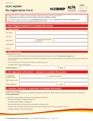 New Zealand Lifeguard Re-registration Form