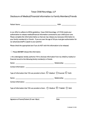 HIPAA Medical Information Release Form