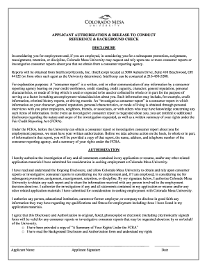 Colorado Mesa University Background Check Authorization