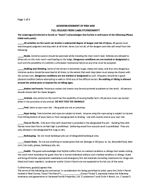 Acknowledgment of Risk and Full Release from Liability
