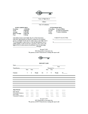 High School Report Card and Transcript Template