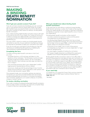 NGS Super Binding Death Benefit Nomination Form