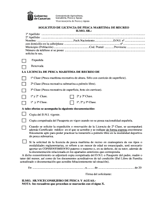 Solicitud de Licencia de Pesca Maritima de Recreo