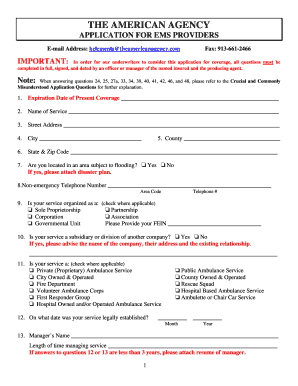 Application for EMS Providers