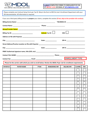 US Family Health Plan 835 EDI Enrollment Form