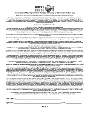 Bicycle Rental Assumption of Risk Agreement