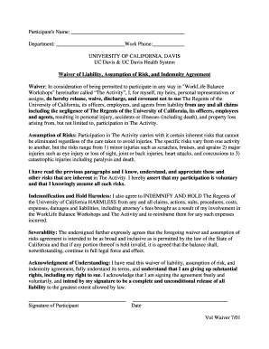UC Davis Waiver of Liability