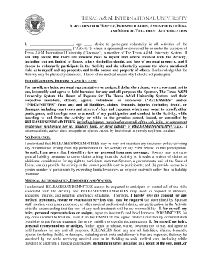 Texas A&M Waiver and Medical Authorization Form
