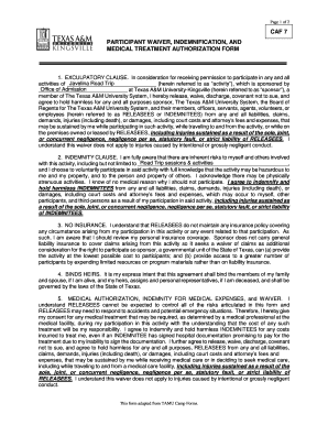 Texas A&M University Participant Waiver Form