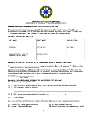 Authorization for Release of Protected Health Information