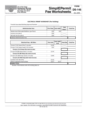 City of San Diego Electrical Permit Worksheet