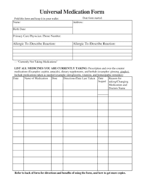 Universal Medication Form