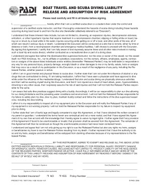 Scuba Diving Liability Release and Assumption of Risk