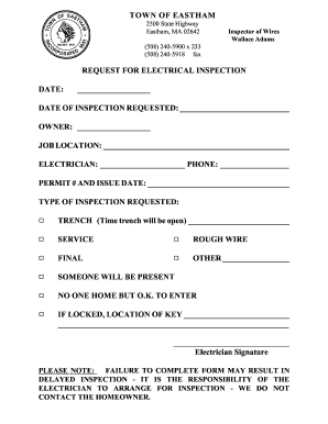 Electrical Inspection Request Form