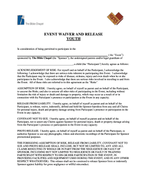 Youth Event Waiver and Release