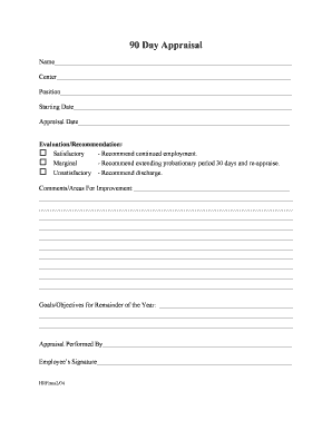 90 Day Employee Appraisal Form