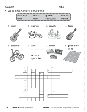 Hoja de vocabulario en español