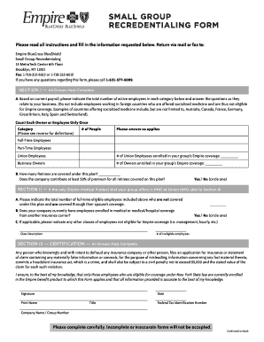 Small Group Recredentialing Form