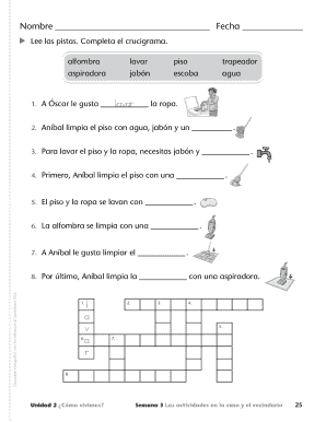 Crucigrama en español