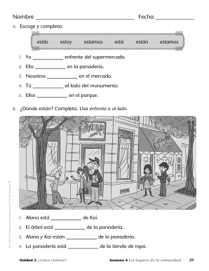Hoja de trabajo en español