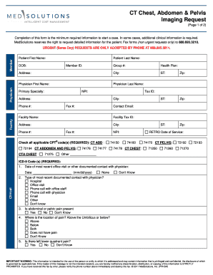 CT Chest Abdomen Pelvis Imaging Request Form