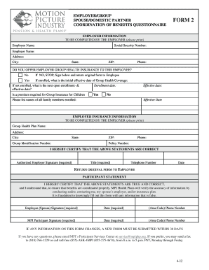 Coordination of Benefits Questionnaire
