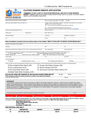 Clothes Washer Rebate Application