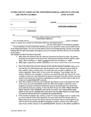 Florida Eviction Summons
