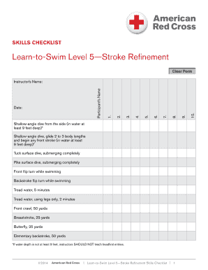 Learn-to-Swim Level 5 Skills Checklist