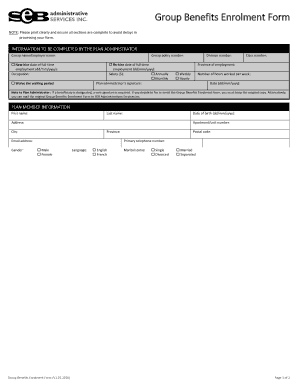 Group Benefits Enrolment Form