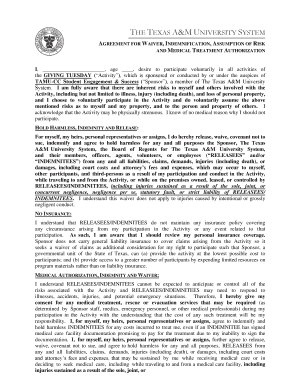 Texas A&M University System Waiver and Medical Authorization