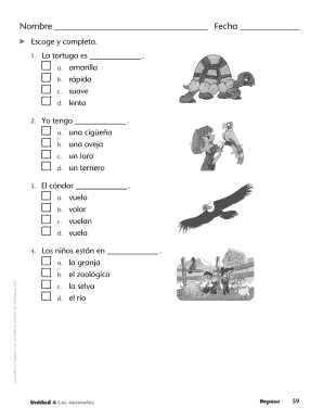 Cuestionario de animales en español