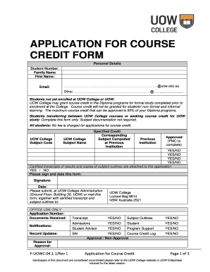 Application for Course Credit